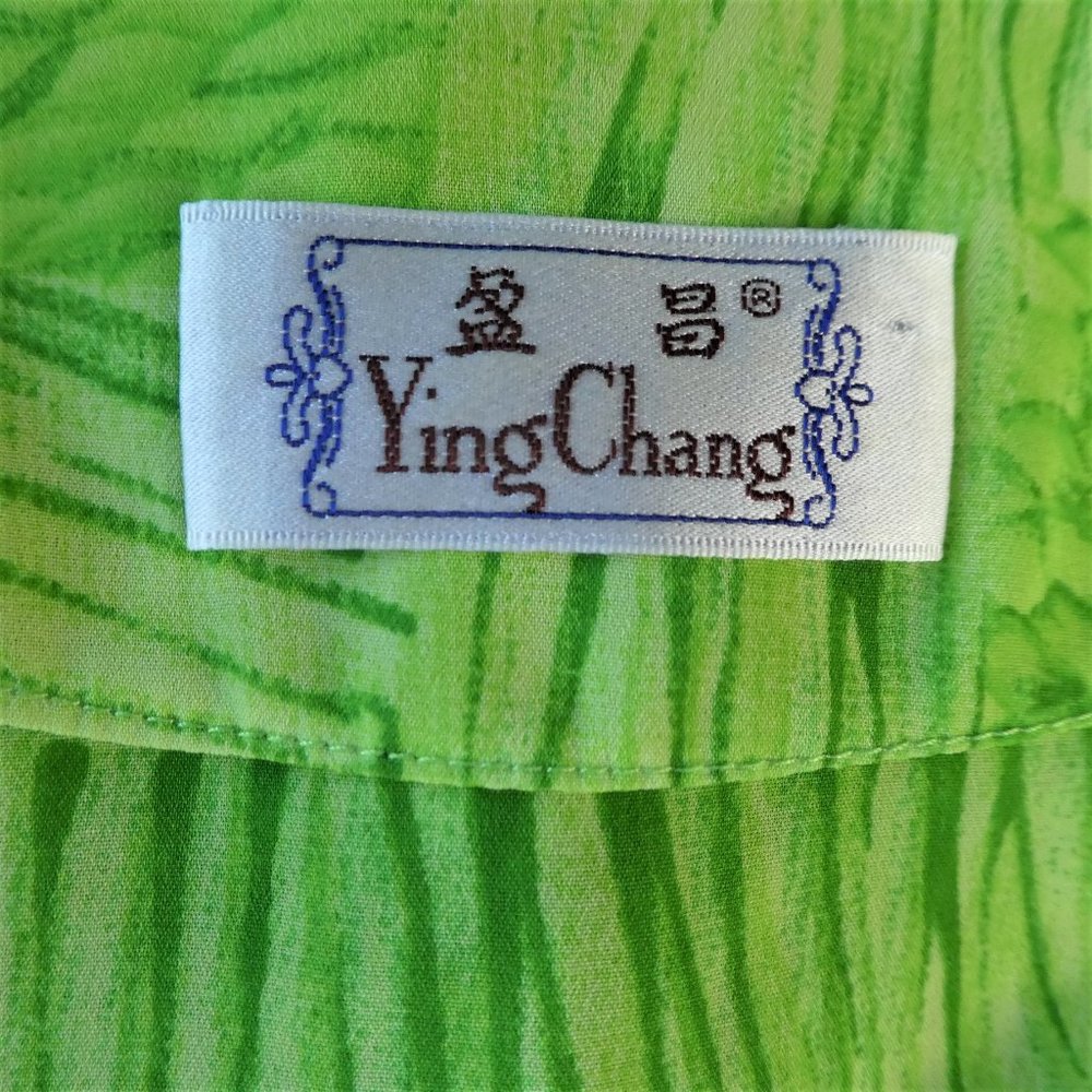 Vintage Top Neon Lime Patchwork Pea Button Front … - image 5